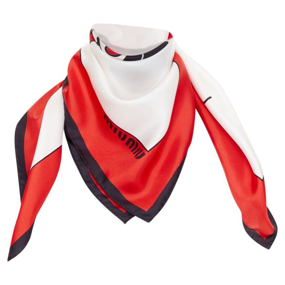 Miu Miu Disney Minnie Mouse silk twill cartoon print scarf